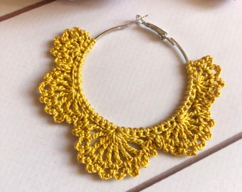 48. ONE Crochet Earrings Pattern,  PDF File - Crochet hoop lacy earrings