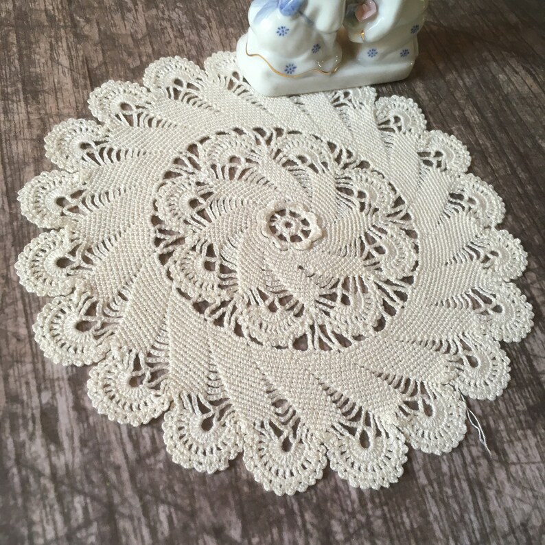 Crochet Doily Ivory Crochet Doily Table Top Table Decor Etsy