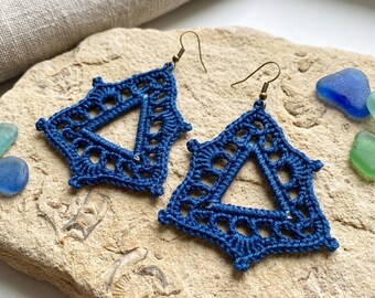 83. ONE Crochet Earrings Pattern, Crochet Earring Pattern, PDF File - Crochet triangle earrings, PDF pattern for beginners, crochet earrings