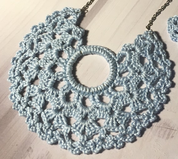 74. Crochet Earrings and Necklace pattern, crochet earring, PDF File - Crochet Beautiful "BLUE Moon" pattern, crochet necklace pattern