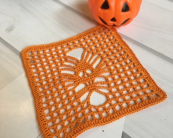 Halloween crochet coaster tutorial, Skull coaster pattern, written filet skull pattern, PDF file  for beginners