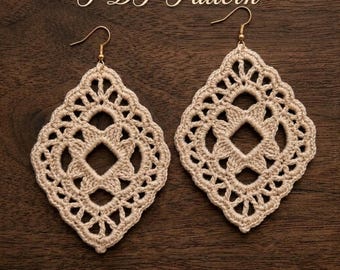 97. Big Diamond Crochet Earrings Pattern | Statement Lace Earrings PDF