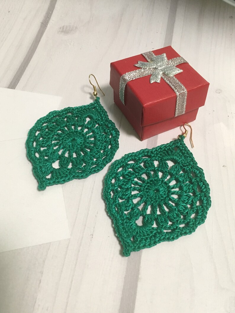 Crochet Mandala Openwork Dangle Earrings Crochet Earring Etsy