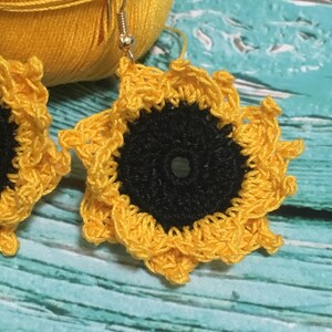 101. Crochet Sunflower Earrings Pattern, Micro Crochet Earring Pattern PDF, Beginner Crochet Jewelry Tutorial, Instant Digital Download image 2