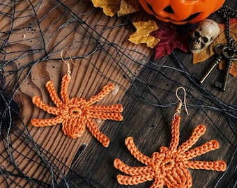 Spider Crochet Earrings Pattern, Crochet Earrings, PDF File - Crochet Halloween earrings -  PDF pattern for ADVANCED crafters