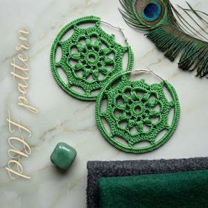 120. Crochet Earrings Pattern PDF | Crochet Hoop Earrings Pattern for Beginners | Mandala Hoop Earring Tutorial | Instant Digital Download