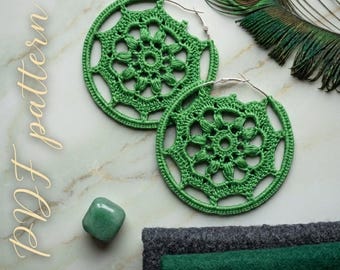 120. Crochet Earrings Pattern PDF | Crochet Hoop Earrings Pattern for Beginners | Mandala Hoop Earring Tutorial | Instant Digital Download