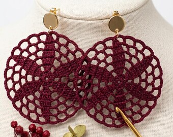 14. ONE Crochet Earrings Pattern, Crochet Earring Pattern,  PDF File - Crochet  Star-Shaped Earrings - PDF, easy pattern for beginners