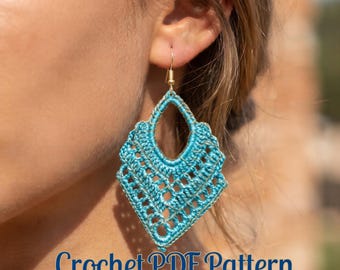 103. Crochet Dangle Earrings Pattern (PDF Instant Download) - Boho-chic Style