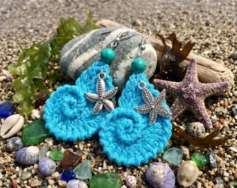 23. ONE Crochet Earrings Pattern, Crochet Earring Pattern, PDF File - Crochet Shell Earrings PDF, easy pattern for beginners, craft earring