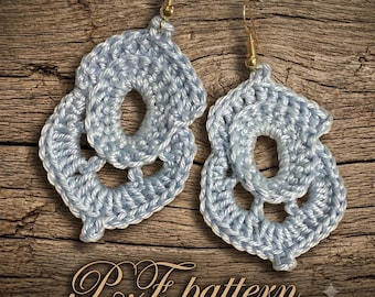 98. Volumetric Crochet Earrings Pattern, 3D Textured Flower Earrings PDF, Micro Crochet Jewelry Tutorial, Instant Digital Download