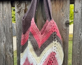 Handmade Crochet Shoulder Market Bag – Multicolor | Soft Acrylic Yarn