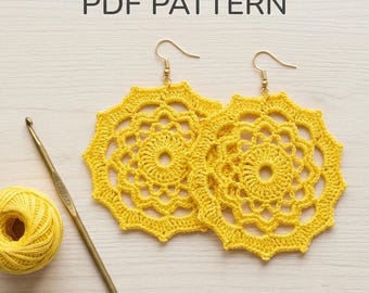 13. Crochet Earrings Pattern - Flower Mandala Earrings - Easy PDF Crochet Pattern for Beginners - Instant Digital Download