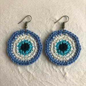 132. Crochet Evil Eye Earrings Pattern | Digital PDF, Crochet Earring Pattern for Beginners