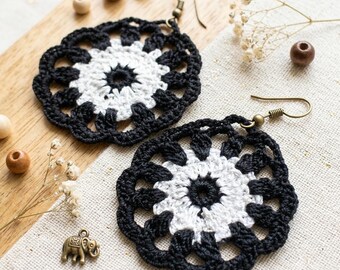 59. Crochet Earring Pattern – Delicate Drop-Shaped Mandala Earrings – Instant PDF Download