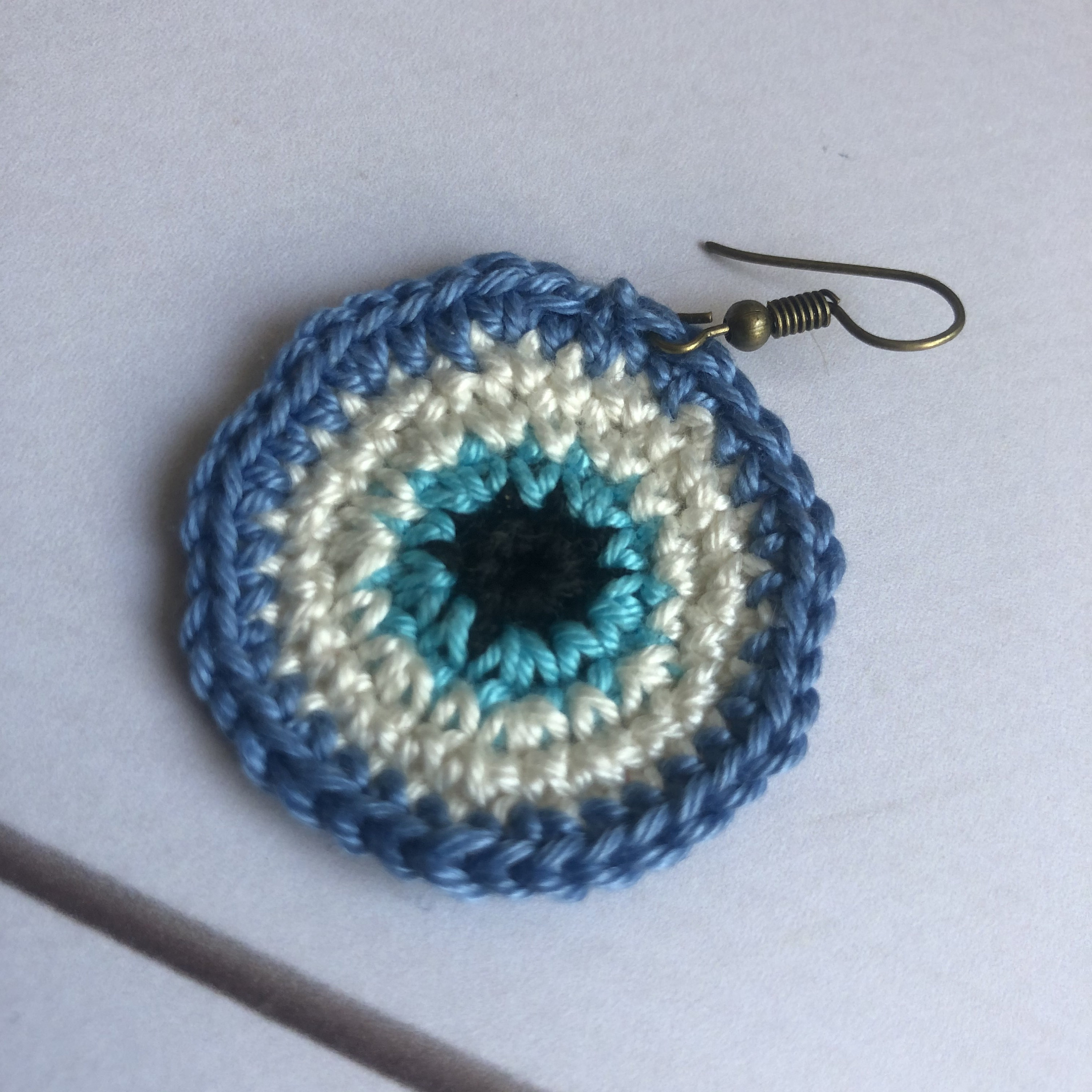 132. Crochet Evil Eye Earrings Crochet Earring Pattern Etsy