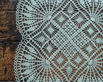 Large Sage Green Crochet Doily, 20 Inch Lace Table Centerpiece, Handmade Cotton Table Runner, Vintage Style Home Decor, Gift for Her