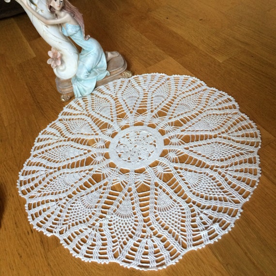 Crochet Doily Ivory Crochet Doily Table Top Table Decor Etsy