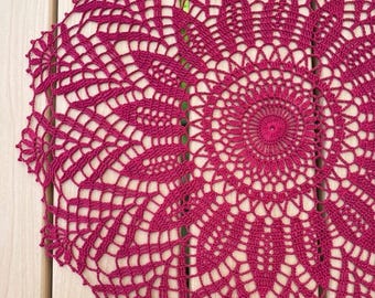 BIG 21' Handmade Cotton Lace Doily – Elegant Intricate Crochet Table Decor