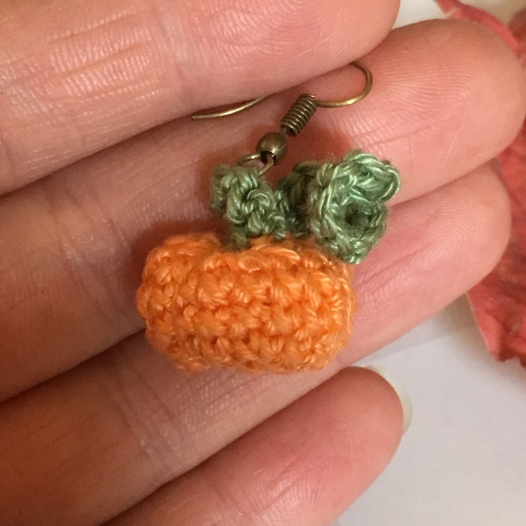 Pumpkin Crochet Earrings Pattern PDF File Crochet Halloween Etsy