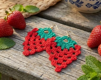 63. Crochet Raspberry Earrings Pattern • instant Digital Download PDF