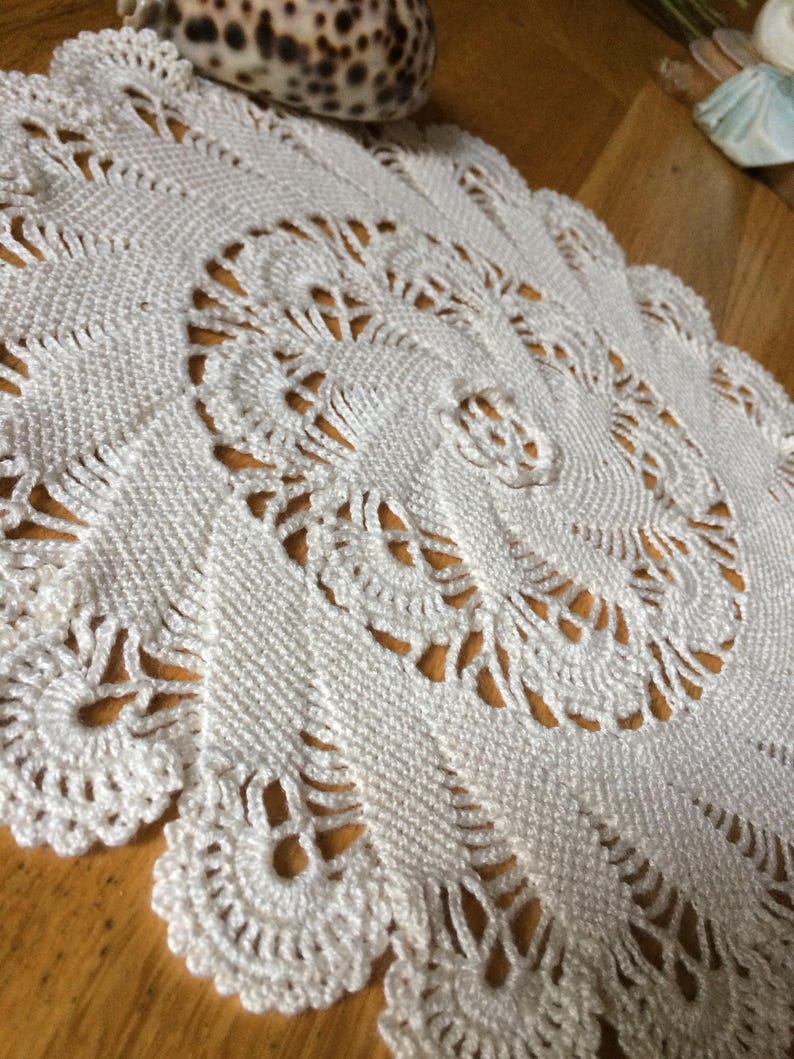 Crochet Doily Ivory Crochet Doily Table Top Table Decor Etsy