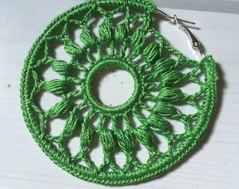 121. ONE Crochet Earrings Pattern, Crochet Earring Pattern, PDF File  - PDF pattern with floral motif, pattern for advanced, hoop pattern