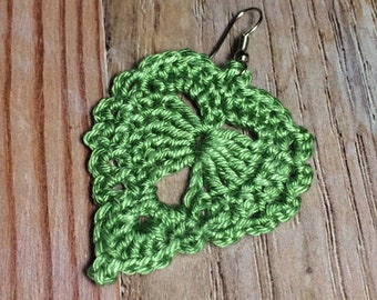 54. ONE Crochet Earrings Pattern, Crochet Earring pattern,  PDF File - Crochet leaf earrings - PDF pattern for beginners, Crochet Earrings