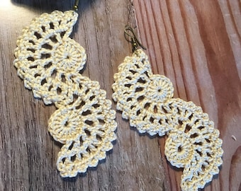 66. ONE Crochet Earrings Pattern, Crochet Earring pattern,  Crochet earrings, elegant shell model - PDF, pattern for advanced crocheters