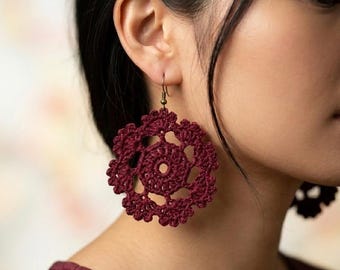39. Crochet Earrings Pattern, Flower Dangle Earring Tutorial, DIY Jewelry Making, Beginner Crochet PDF, Instant Download