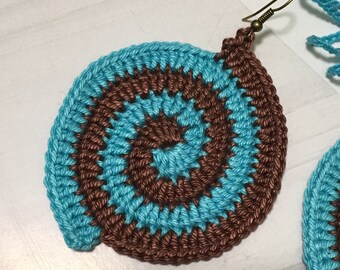 94. Crochet PATTERN for beginners, crochet earring pattern, bicolor spiral earrings pattern, earrings PDF tutorial, crochet earrings pattern