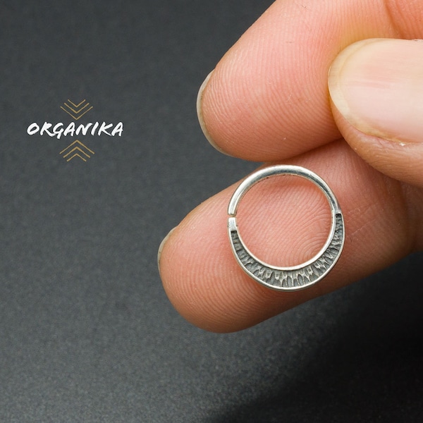 Pequeño Septum Ring - 1.2 mm (16g), Silver 925, Septum Piercing,  Septum Jewelry - 6mm, 8mm, 10mm  (al interno del aro)  | Organika Tribal