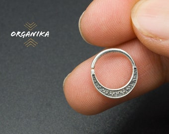 Pequeño Septum Ring - 1.2 mm (16g), Silver 925, Septum Piercing,  Septum Jewelry - 6mm, 8mm, 10mm  (al interno del aro)  | Organika Tribal