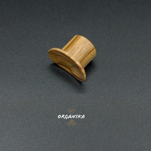 Labret, Lip Plug, Olive Wood Labret for stretched Lip, Concave Labret From 4mm 6g to 12m 1/2 Organika Tribal image 1