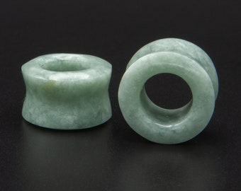 Jade Tunnels, Jade Stone Plugs, Tunnel and plugs, Guatemalan Jade, Light Green | From 8mm (0g) to 30mm (1"1/18) - PAIR | Organika Tribal