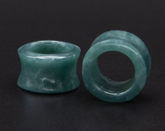 Jade Tunnels, Jade Stone Plugs, Guatemalan Jade, Dark Green - From 8mm (0g) to 30mm (1"1/18) - PAIR | Organika Tribal