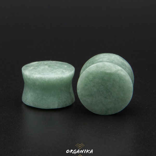 Jade-Plugs, Jade-Stein-Plugs, guatemaltekische Jade, Tunnel und Plugs, hellgrün – von 6 mm (2 g) bis 25 mm (1 Zoll) – PAAR | Stammes-Organika