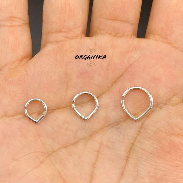 Small Septum Ring 1.2 mm (16g), Silver 925, Septum Piercing, Silver Septum Jewelry - 6mm, 8mm, 10mm  (INSIDE THE RING) | Organika Tribal