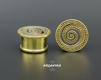 Tunnel - Plug - Spirale - Ottone - 6mm (2g) - 8mm (0g) - 10mm (00) - 12mm (1/2") - 14mm (9/16") - 16mm (5/8") - PAIO