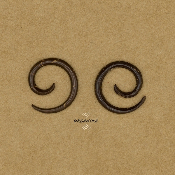 Ear Stretcher - Coconut Wood - 2mm (12g) - Mini Spiral - PAIR | Organika Tribal