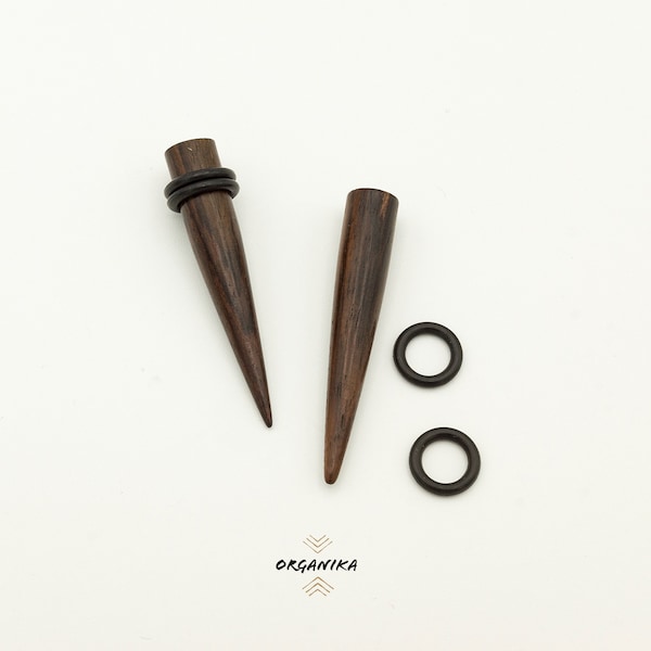 Ear Stretcher - Wood - Taper | From 2mm (12g) to 25mm (1 inch) - PAIR | Organika Tribal