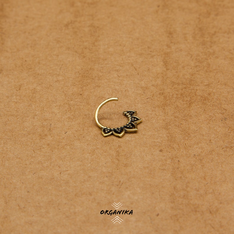 Septum Ring 1mm 18g 6mm, 8mm, 10mm INSIDE THE RING, Brass Nose Septum Jewelry Organika Tribal image 2