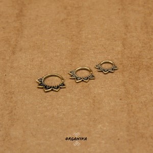 Septum Ring 1mm 18g 6mm, 8mm, 10mm INSIDE THE RING, Brass Nose Septum Jewelry Organika Tribal image 4