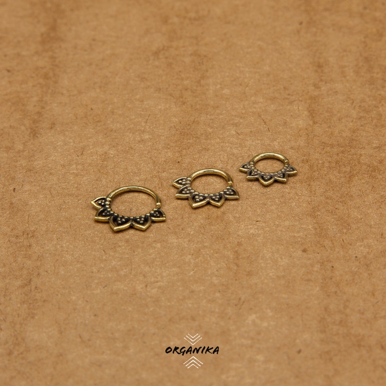 Septum Ring 1mm 18g 6mm, 8mm, 10mm INSIDE THE RING, Brass Nose Septum Jewelry Organika Tribal 画像 4