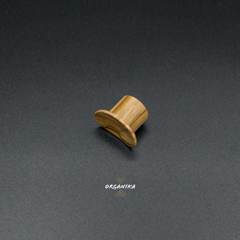 Labret, Lip Plug, Olive Wood Labret for stretched Lip, Concave Labret From 4mm 6g to 12m 1/2 Organika Tribal image 1