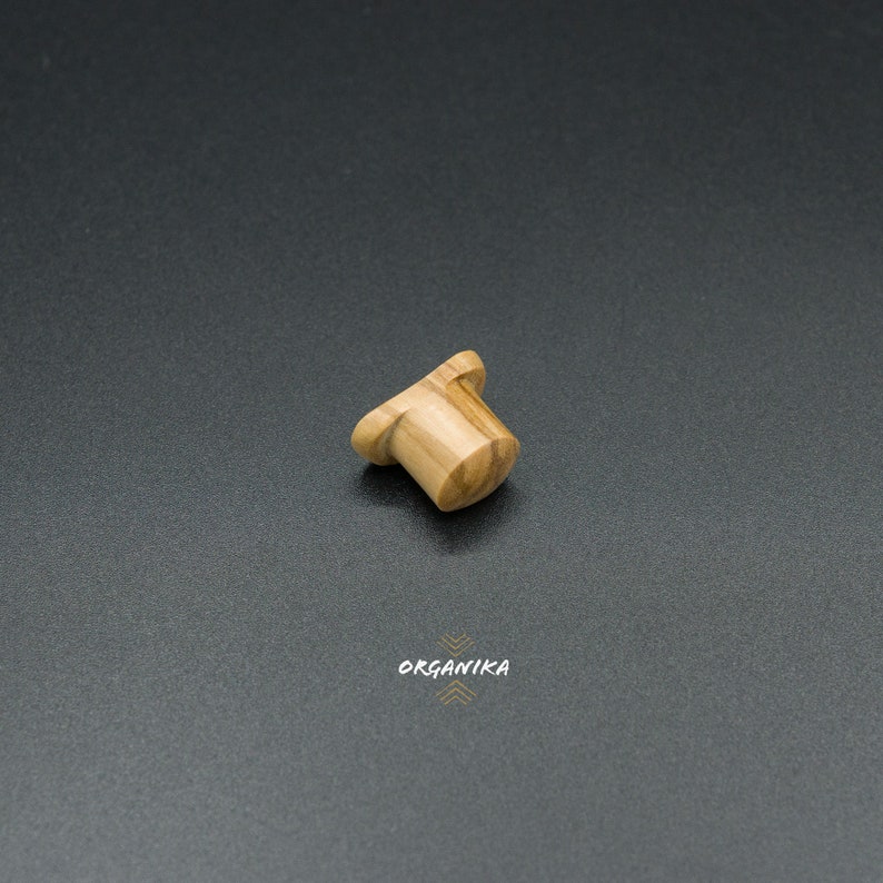Labret, Lip Plug, Olive Wood Labret for stretched Lip, Concave Labret From 4mm 6g to 12m 1/2 Organika Tribal image 2