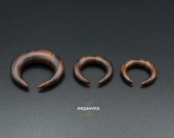 Wood Septum Pincher & Ear Stretcher - Septum Tusk, Narra Wood - 3mm (8g) - 4mm (6g) - 6mm (2g) | Organika Tribal