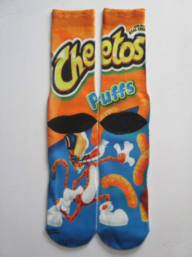 Cheetos puffs novelty socks buy any 3 pairs get the 4th pair | Etsy
