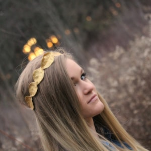gold leaf grecian headband elastic band