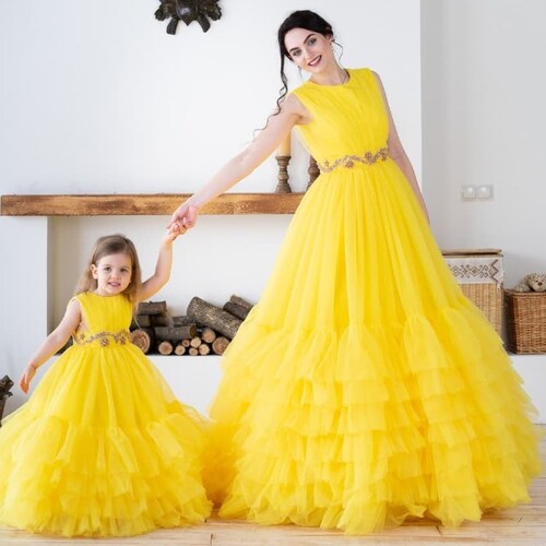 Yellow Mother Daughter Matching Dress Mother Daughter Dresses Etsy India